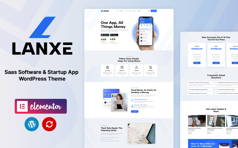 Lanxe - SaaS-software en opstart-apps WordPress-thema