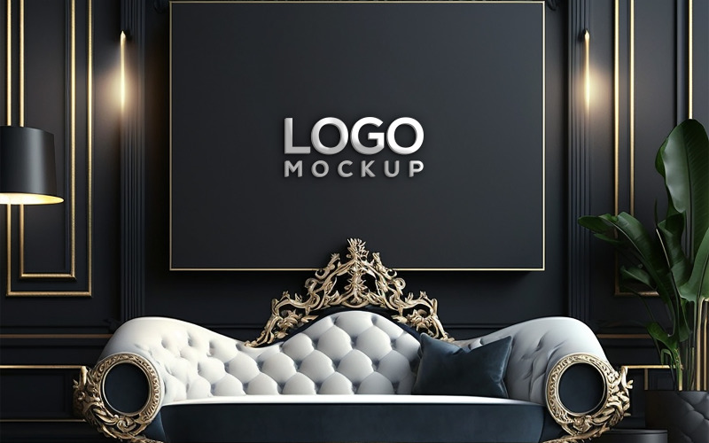 Logomodel | Zing Logo Mockup | Luxe interieur achtergrond