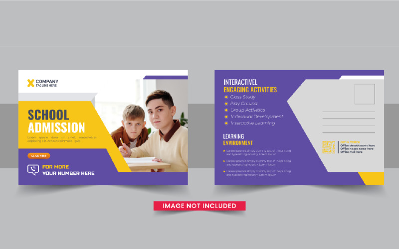 Modern School admission postcard template layout