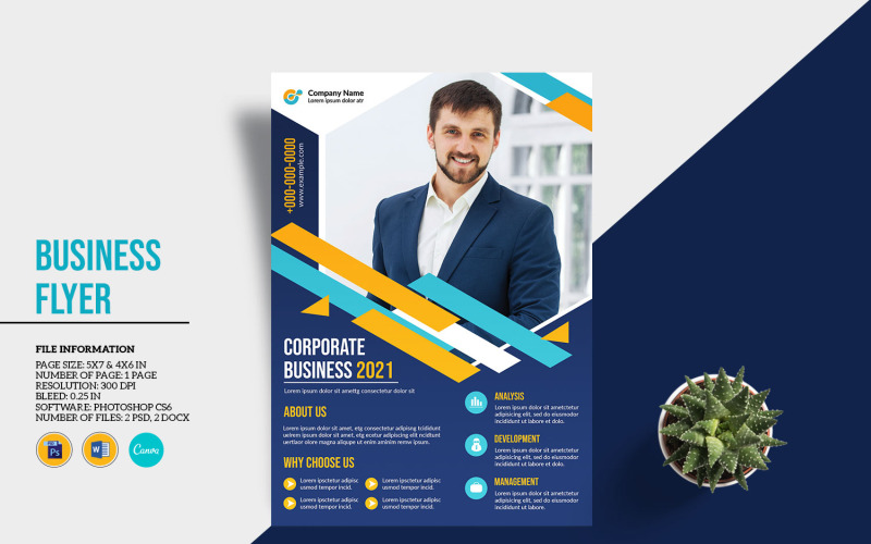 Szablon ulotki biznesowej firmy. Szablon Ms Word, canva i photoshop