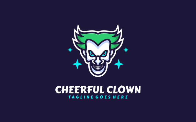 Glad clown maskot tecknad logotyp
