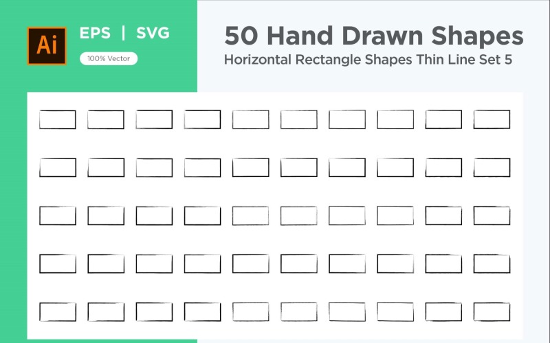 Horizontální obdélníkový tvar tenká čára 50_Set V 5
