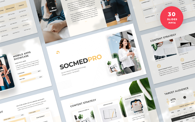 SocmedPro - Sosyal Medya Pazarlama Stratejisi Sunumu PowerPoint Şablonu
