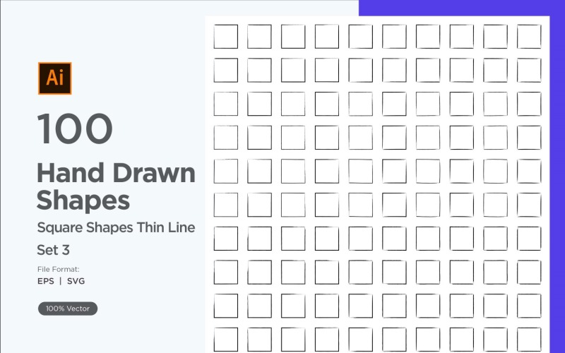 Square Shape Thin Line 100_Set V 3
