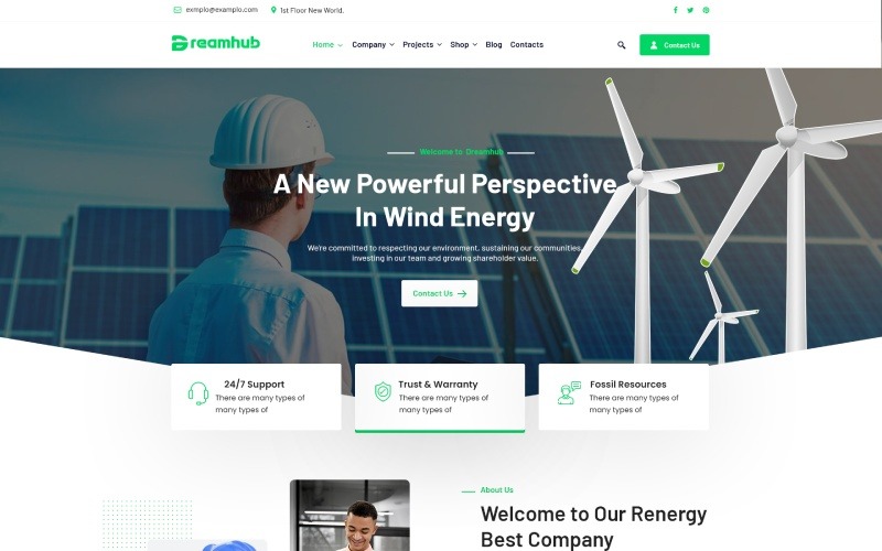 DreamHub – HTML5-Vorlage für Solarunternehmen