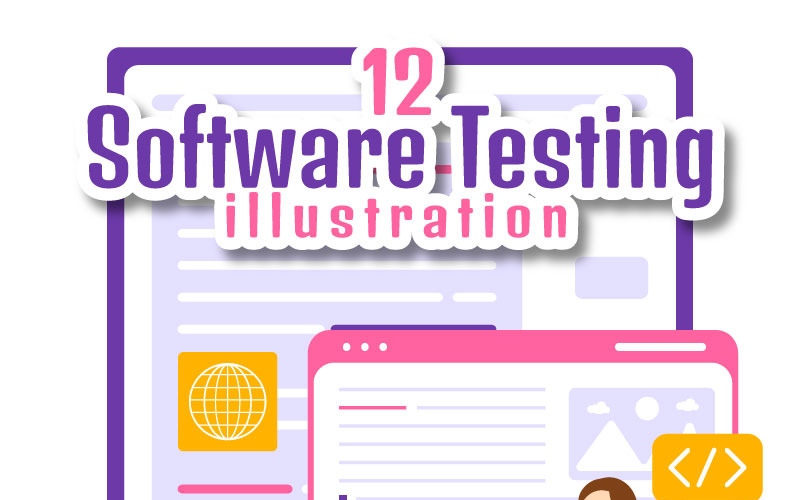12 Illustration vectorielle de test de logiciel