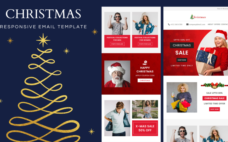 Kerstmis - Multifunctionele responsieve e-mailsjabloon