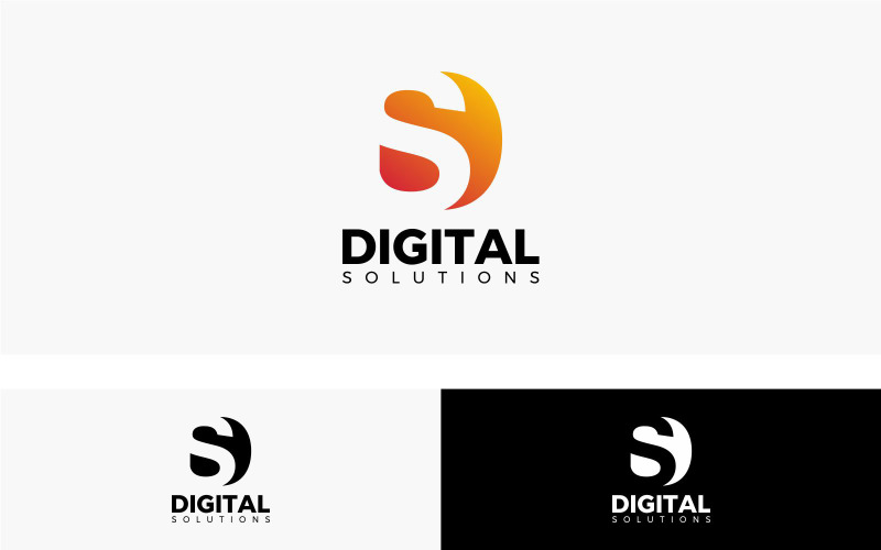 Modèle de logo de solution numérique
