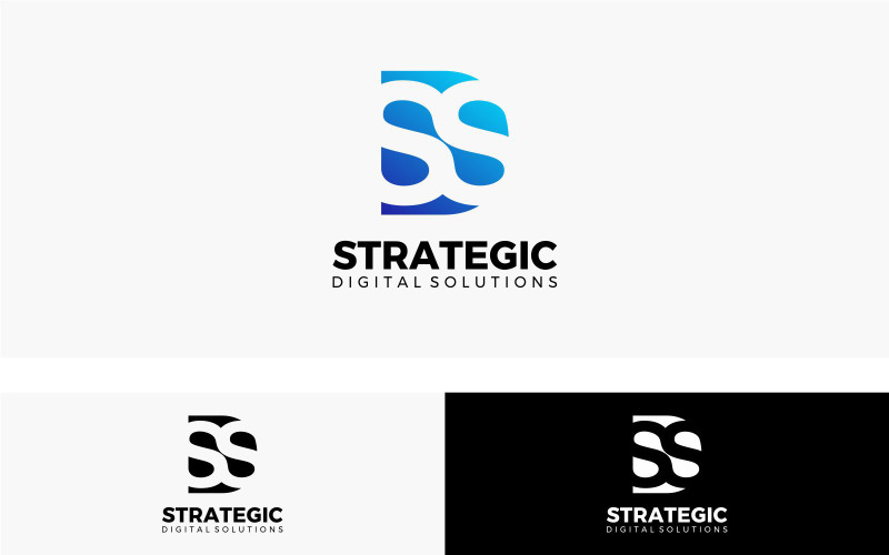 Modello di logo della soluzione strategica moderna