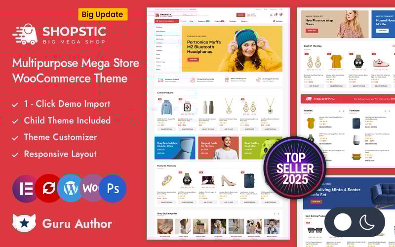 Shopstic - Premium Mega Store Elementor WooCommerce Duyarlı Teması
