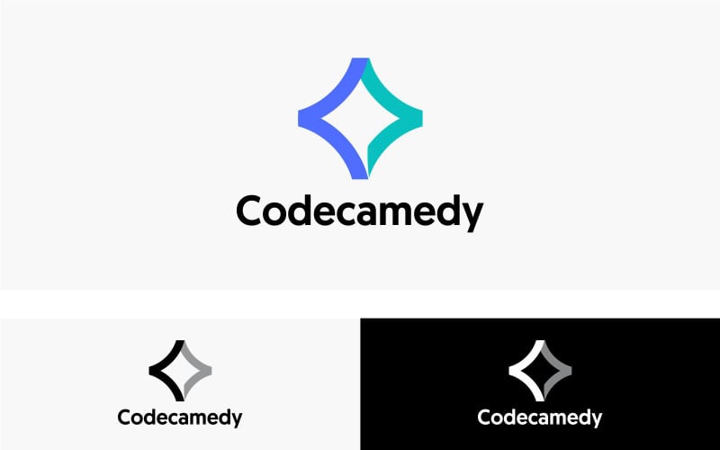 Современный шаблон логотипа CodeCamedy