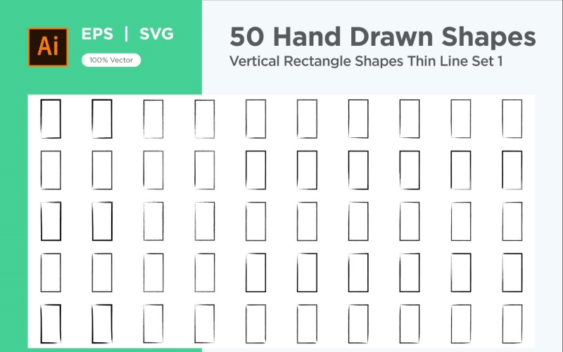 Vertical Rectangle Shape Thin Line 50_Set V 1