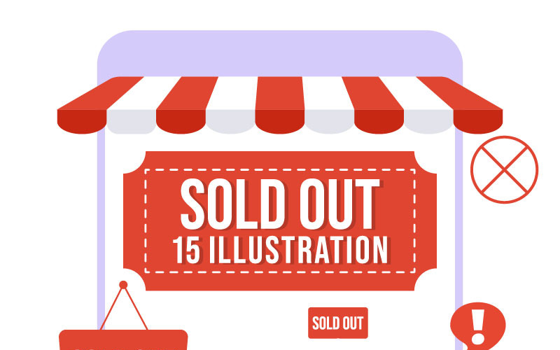15 Vyprodáno Vektorové Ilustrace