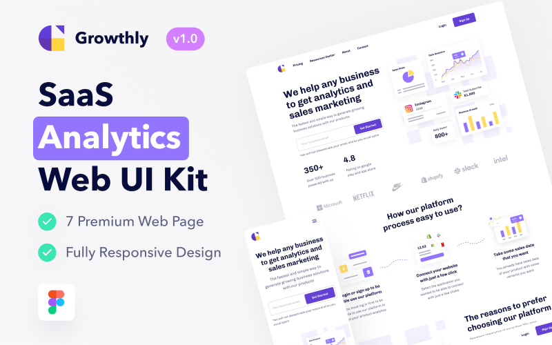 Growthly: kit de interfaz de usuario web de ventas y análisis de SaaS