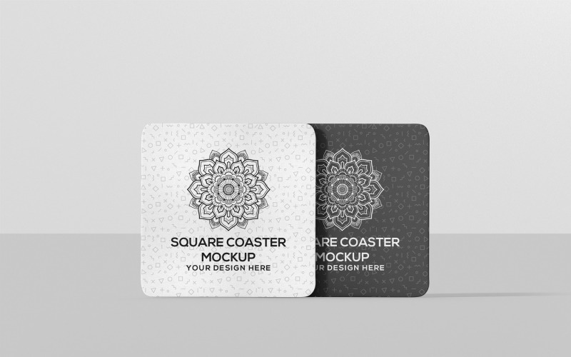 Round Corner Square Coaster Mockup