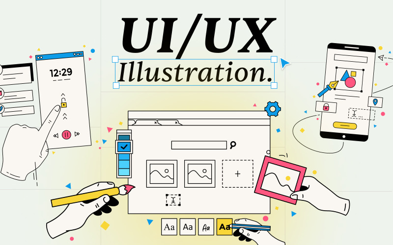 UI/UX design illusztrációs készlet