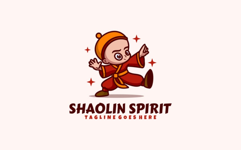 Logo del fumetto della mascotte dello spirito di Shaolin