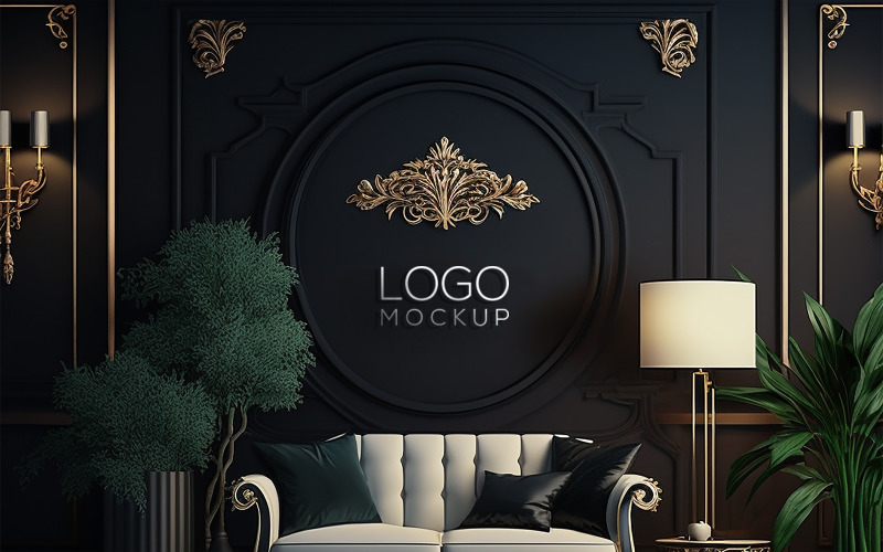 Logotypmodell | Mockup för inredning | Lyxiga geometriska bakgrundsbilder