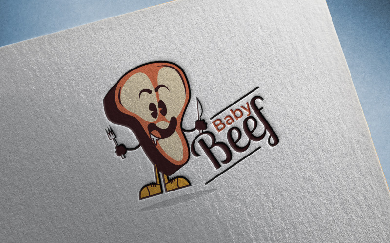 Modèle de logo de magasin de boeuf caricatural