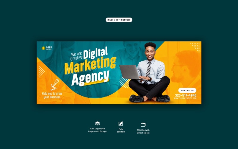 Modelo de capa de agência de marketing digital e mídia social corporativa