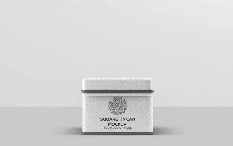 Small Square Tin Can Mockup