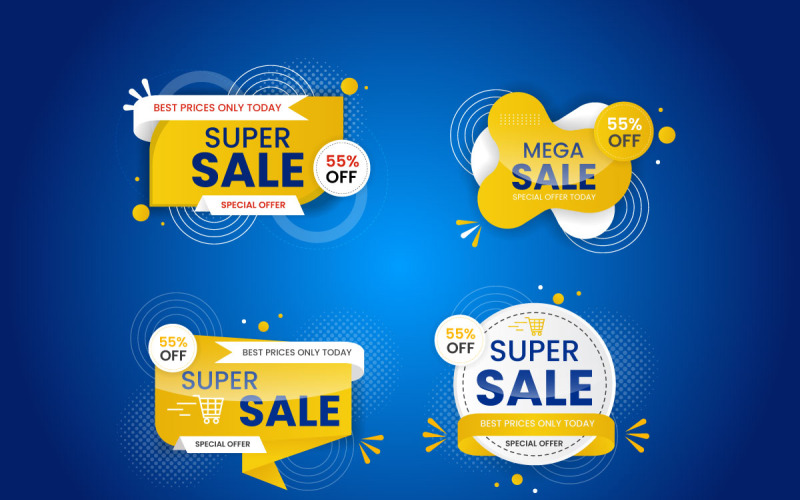 Vektor-Verkaufsbanner-Promotion-Set-Vorlage und Super-Angebotsbanner mit bearbeitbarem Text