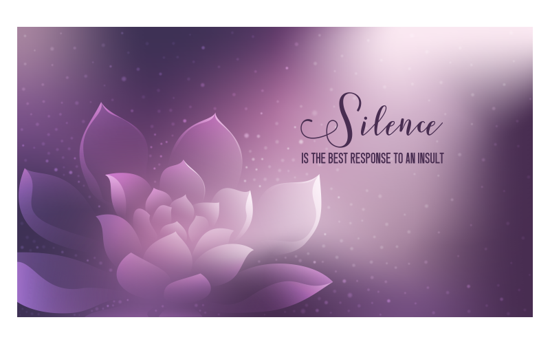 Inspirational Background 14400x8100px In Purple Scheme With Message About Silence
