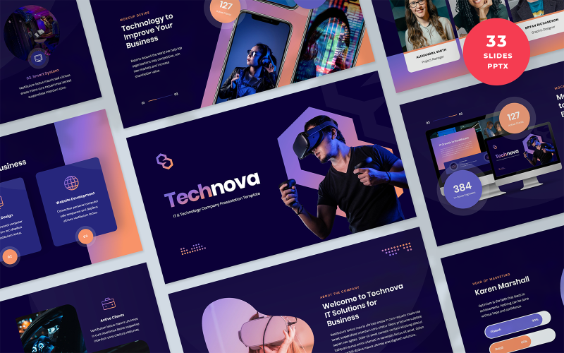 Plantilla de PowerPoint - presentación de Technova IT and Technology Company
