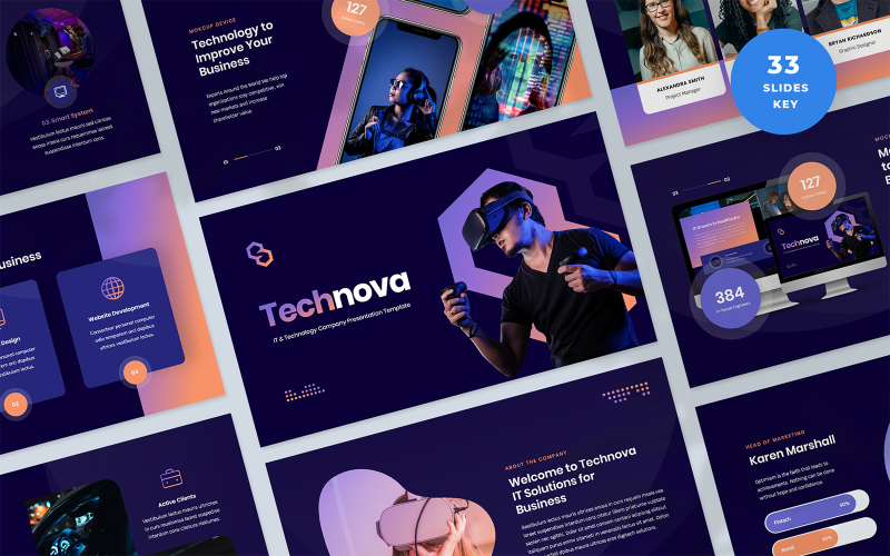 Šablona prezentace společnosti Technova pro IT a technologii