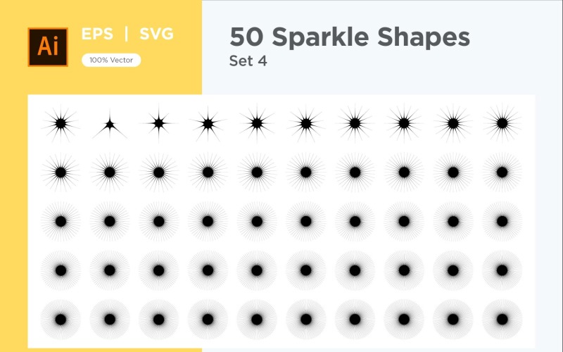 Signe de symbole de forme d'étincelle Set 50-V3-4