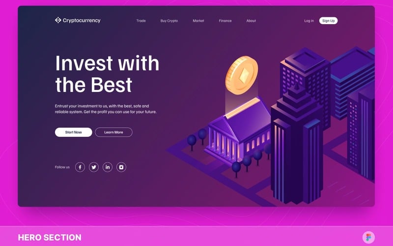CryptoNet – Cryptocurrency Hero Section Figma Template
