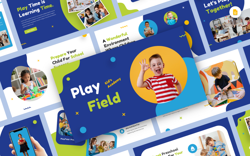 PlayField - Çocuk Akademisi ve Okul Öncesi Google Slayt Şablonu