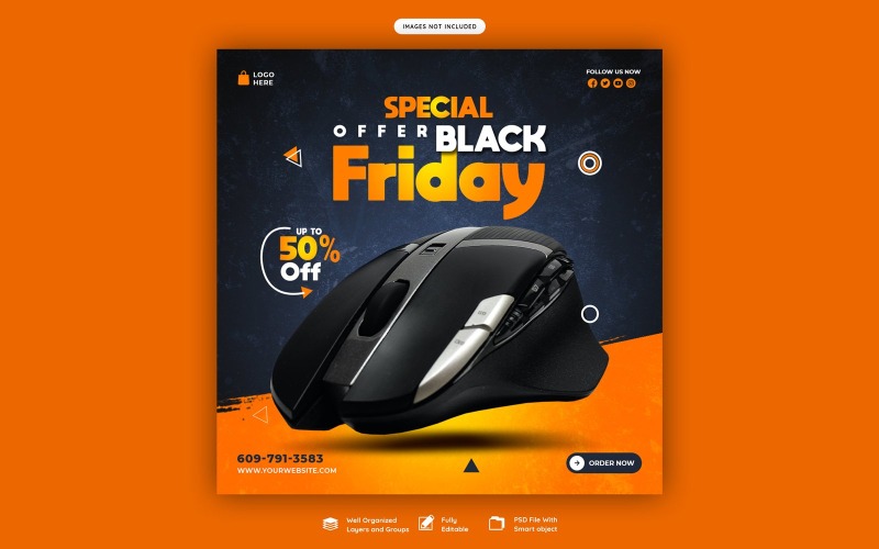 Vorlage für Social-Media-Beiträge zum Black Friday Sale