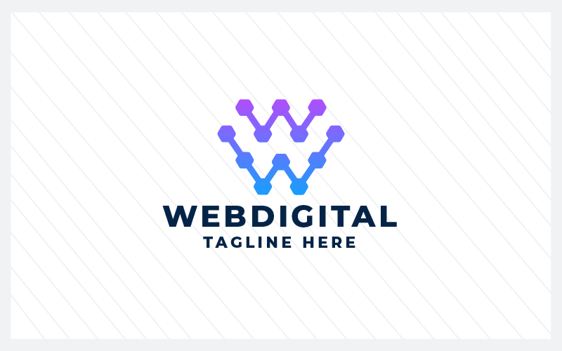 Web digitale lettera W modello di logo Pro