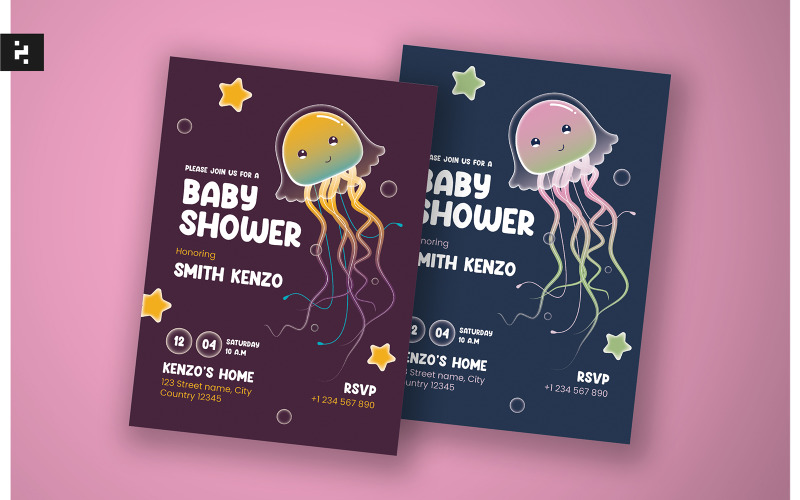 Baby Shower Invitation Jellyfish Theme TemplateMonster