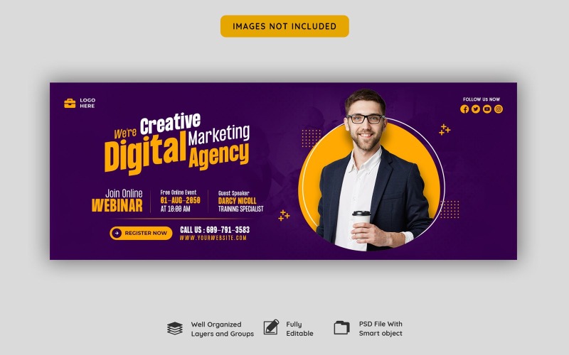 Modèles de bannière de médias sociaux pour une agence de marketing numérique créative