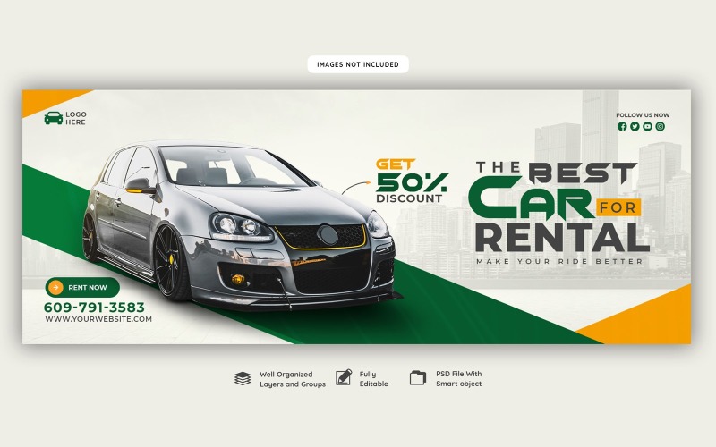 Modello di banner per social media per la vendita di auto