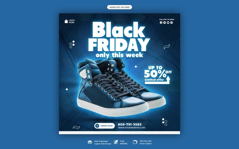 Modelos de postagem de mídia social Super Black Friday Sale