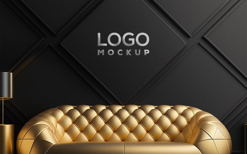 Mockup da parete in pelle nera | Mockup del logo della parete