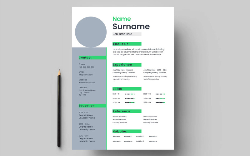 Modèle de CV de curriculum vitae avec un style moderne