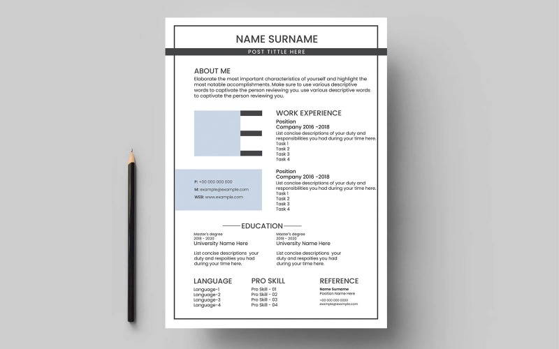 Piękny projekt szablonu cv cv