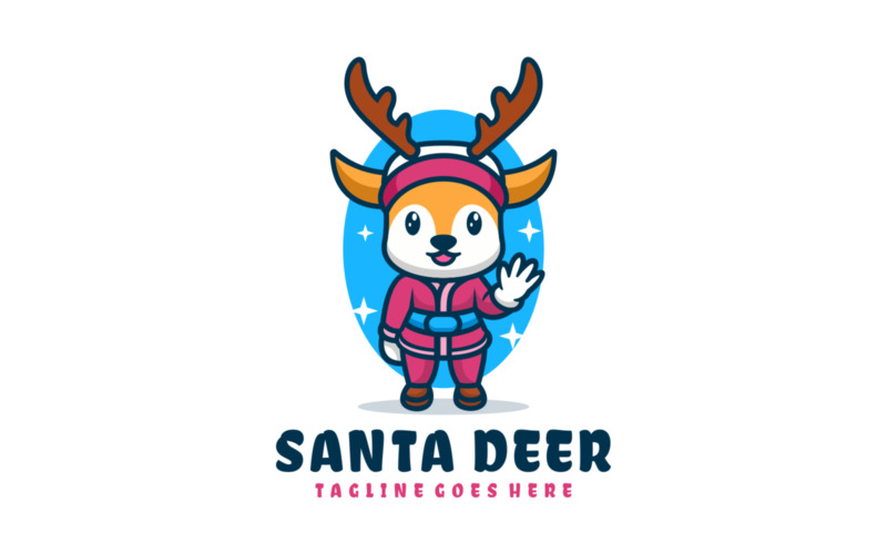 Santa Deer Mascot Cartoon Logo