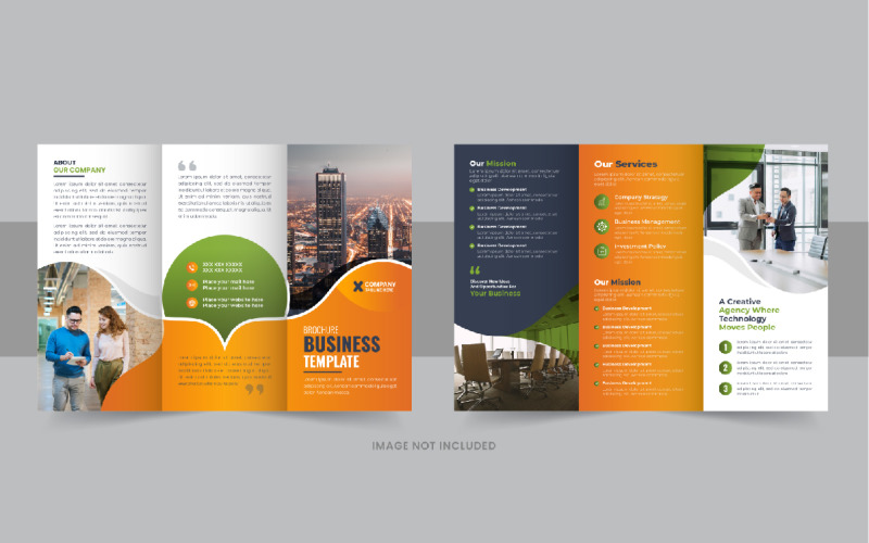 Többszínű Modern háromrészes üzleti brosúra tervezési elrendezés