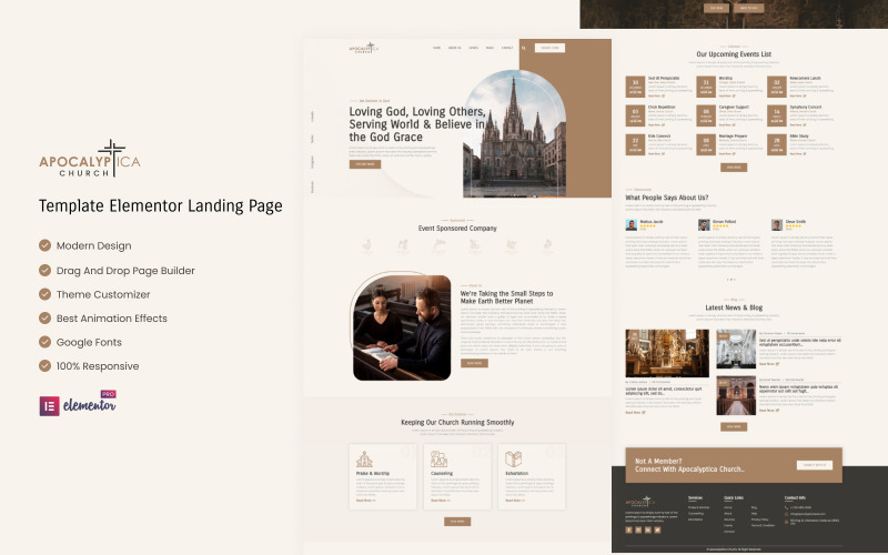 Апокалиптическая церковь - Религия Elementor Landing Page
