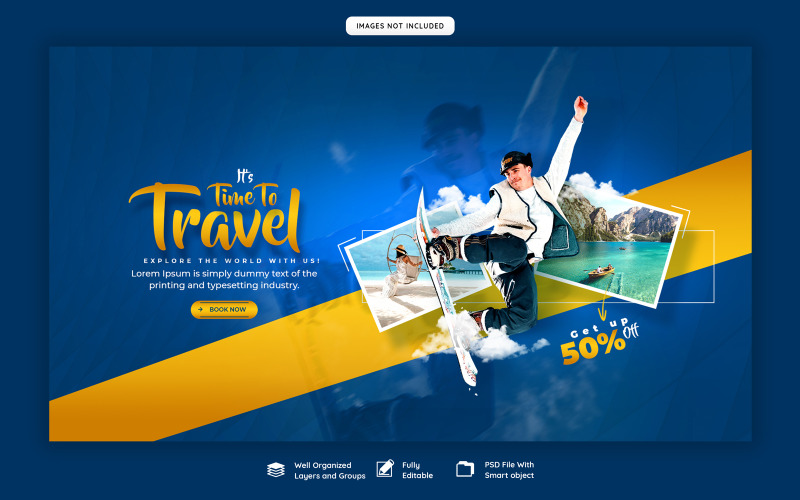 Banner-Vorlage für Social-Media-Cover für Reisen und Tourismus