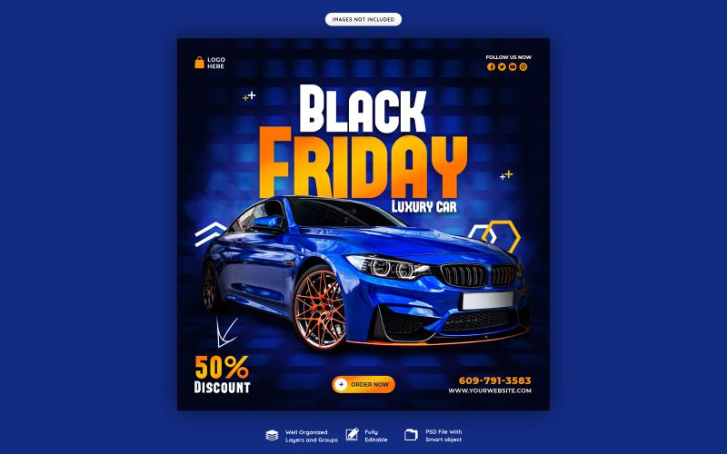 Black Friday Super Car Sale-Social-Media-Beitragsvorlage