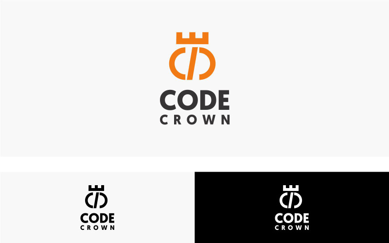 Code Crown logó tervezősablon