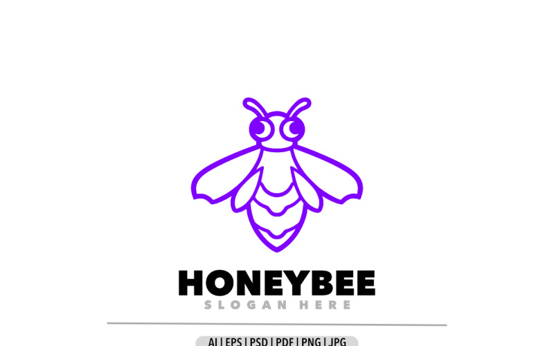 Honeybee purple logo outline design #344845 - TemplateMonster