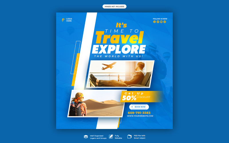 旅行和旅游社交媒体模板