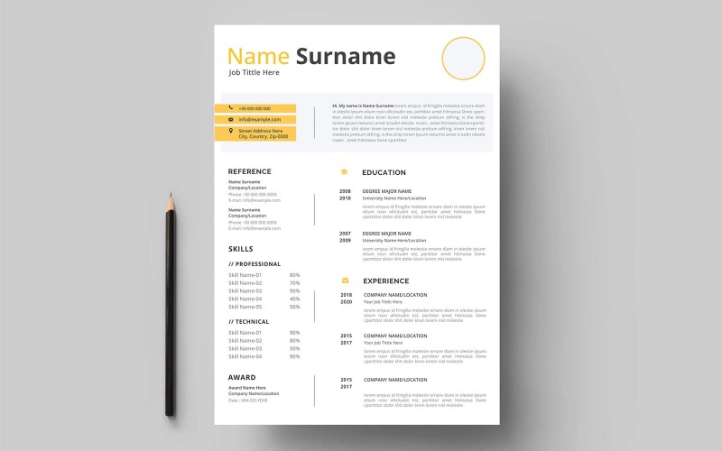 Design minimalista del modello di curriculum cv